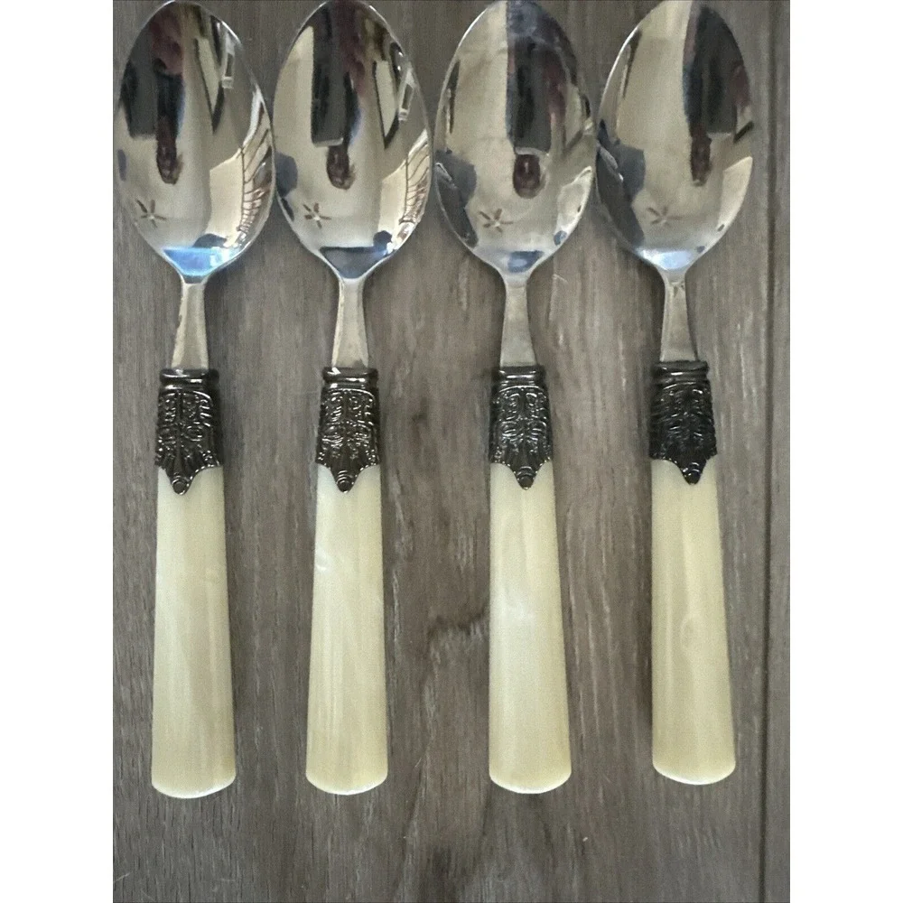 4 PCs Gibson Roseland White Oval Place Soup Spoon Glossy Stainless‎